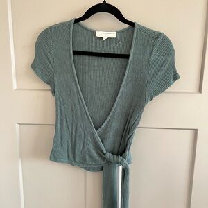 Urban Outfitters Ribbed Wrap Crop Top